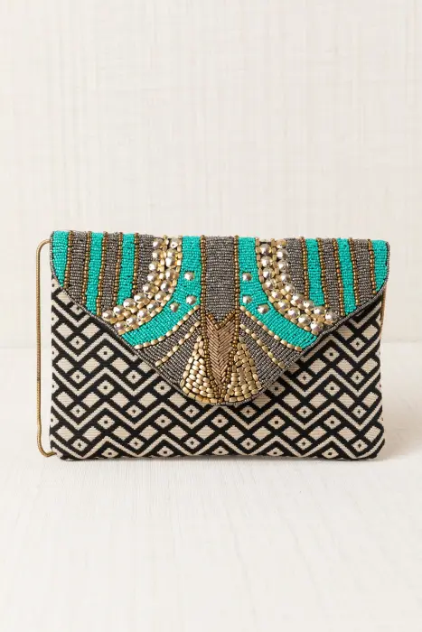 Bolso cartera zigzag solapa bordada