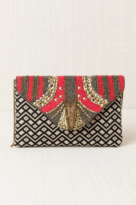 Bolso cartera zigzag solapa bordada