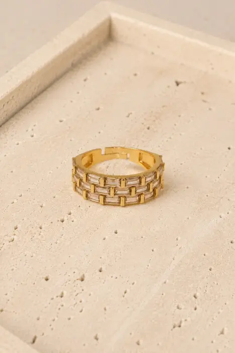 Anillo baguette cristales