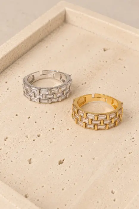 Anillo baguette cristales