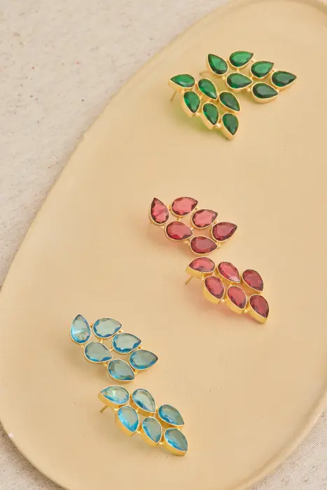 Pendiente hoja piedra natural