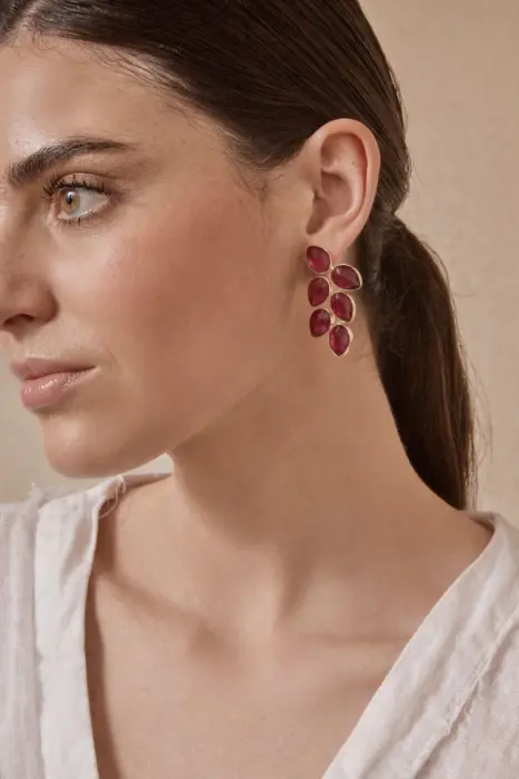 Pendiente hoja piedra natural