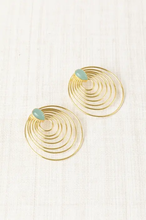 Pendiente múltiple aro y piedra natural