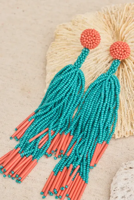 Pendiente pompones bicolor