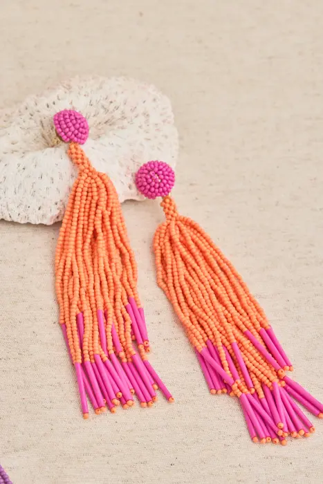 Pendiente pompones bicolor