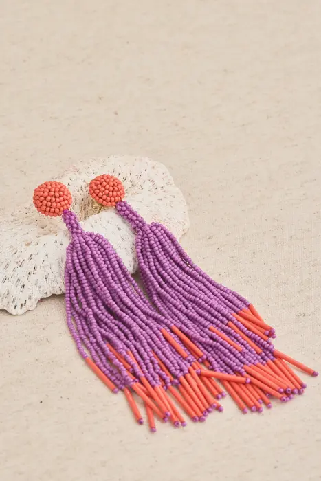 Pendiente pompones bicolor