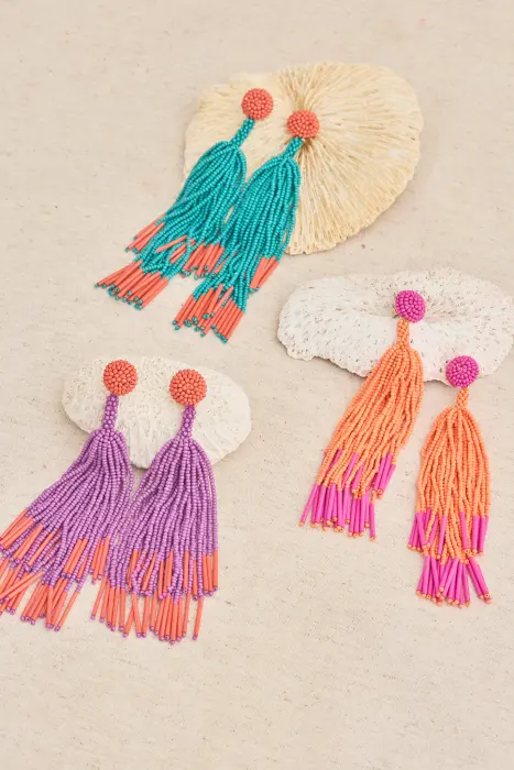 Pendiente pompones bicolor