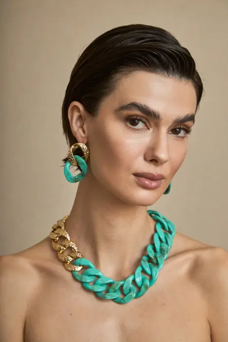 Collar corto cadena bicolor