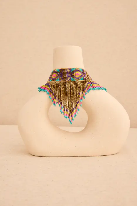 Choker cordón boho pico flecos