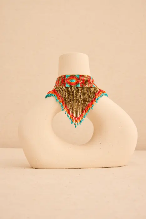 Choker cordón boho pico flecos