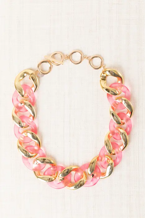 Collar corto eslabones combinado resina