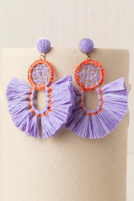 Pendiente rafia bicolor