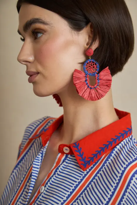 Pendiente rafia bicolor