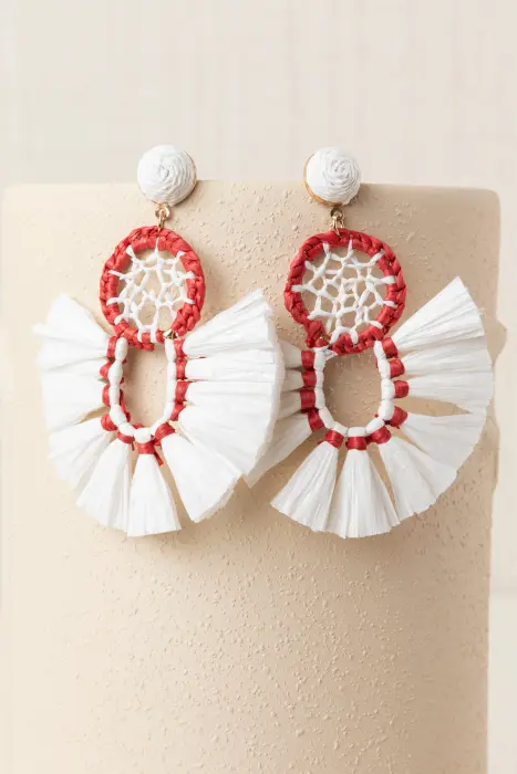 Pendiente rafia bicolor