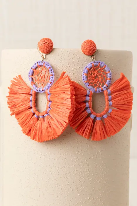 Pendiente rafia bicolor