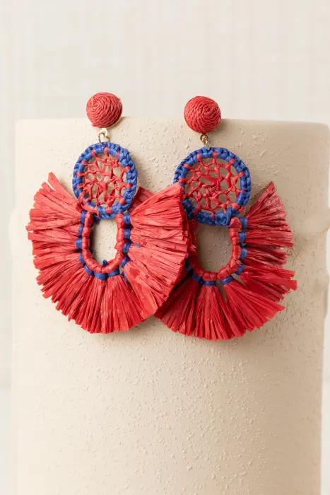 Pendiente rafia bicolor
