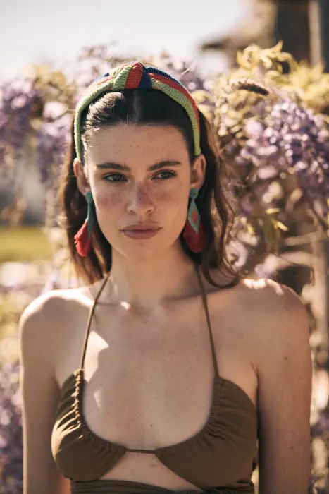 Pendiente abanico flecos