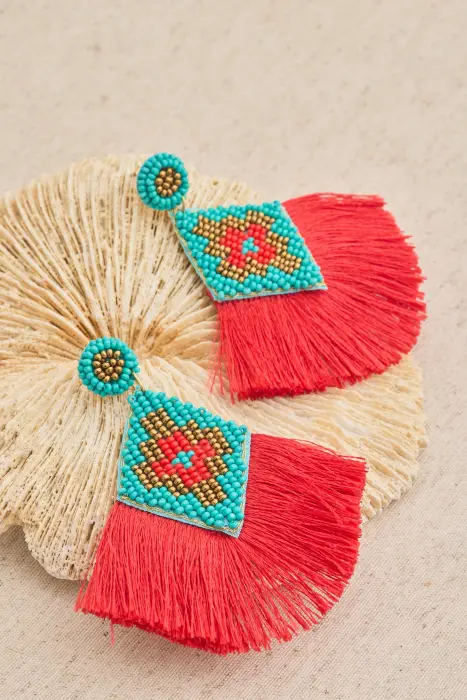 Pendiente abanico flecos