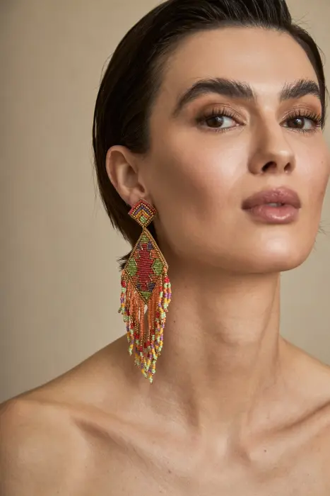 Pendiente Rombo Flecos