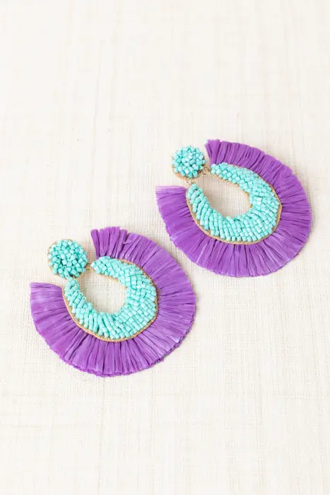 Pendiente Rafia Flecos Bicolor
