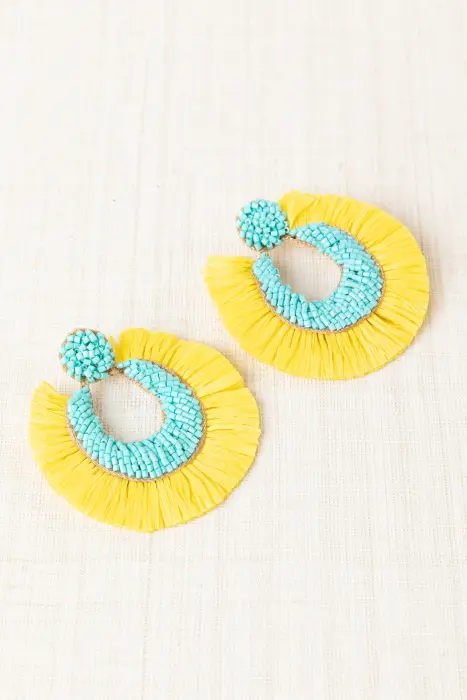 Pendiente Rafia Flecos Bicolor