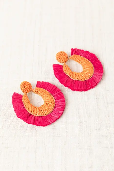 Pendiente Rafia Flecos Bicolor