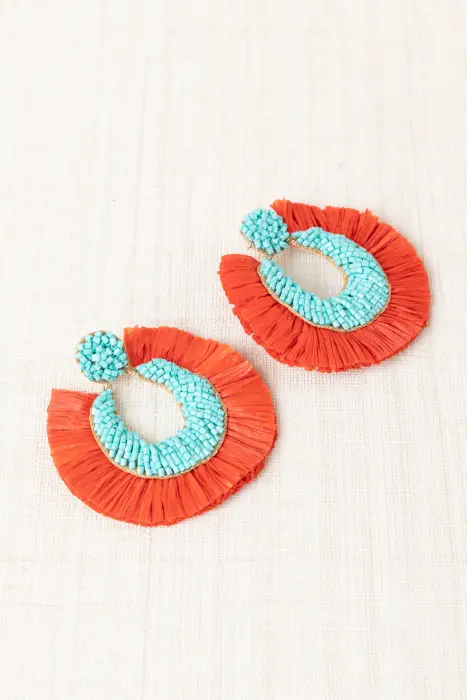 Pendiente Rafia Flecos Bicolor