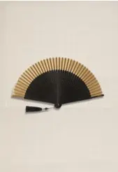 Abanico madera negra y papel