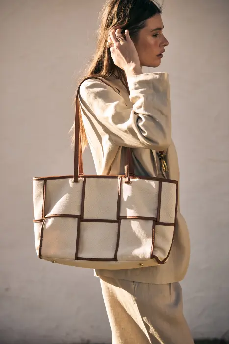 Bolso shopper cuadros color