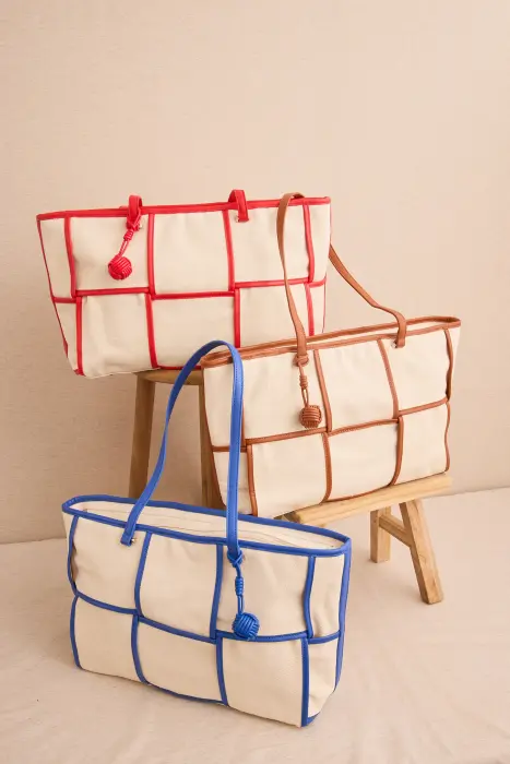 Bolso shopper cuadros color