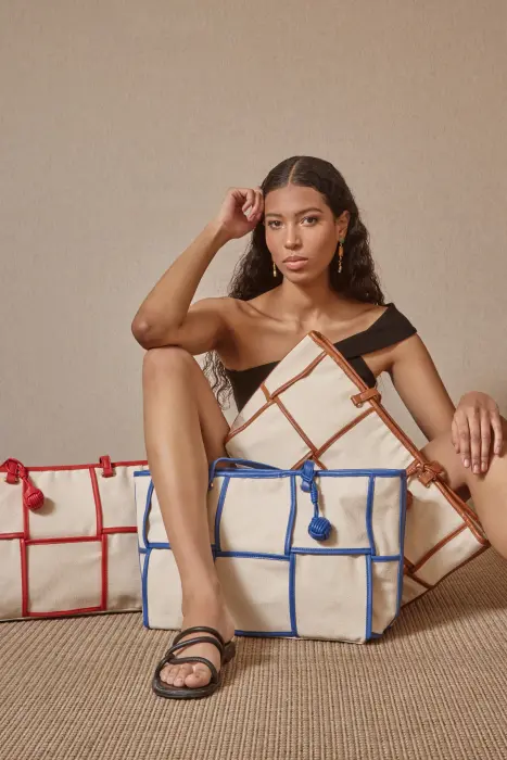 Bolso shopper cuadros color