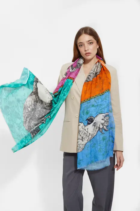 Fular Estampado Cuatro Aves