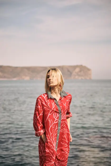 Vestido camisero corales