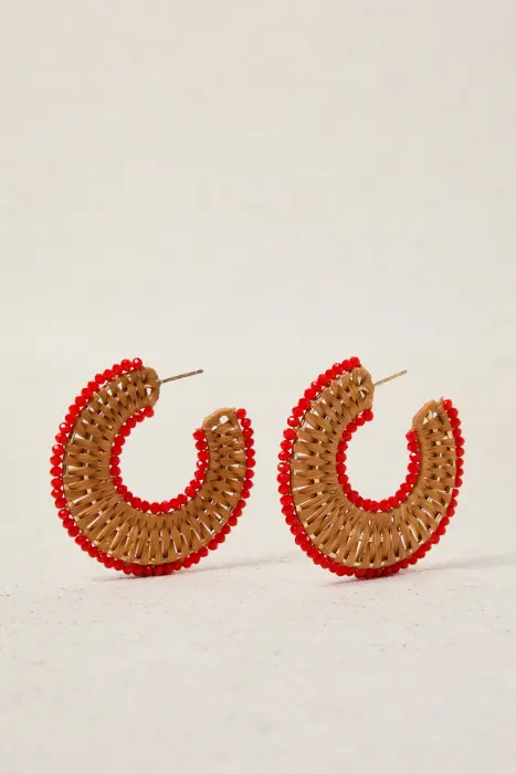 Pendiente mimbre con cristal