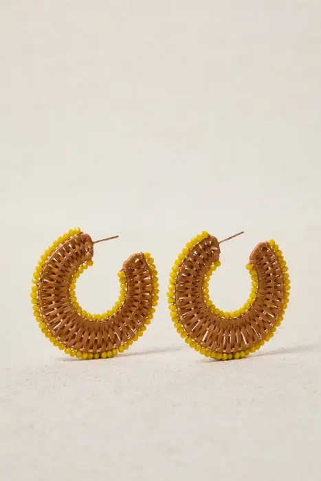 Pendiente mimbre con cristal