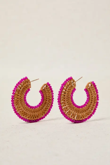 Pendiente mimbre con cristal