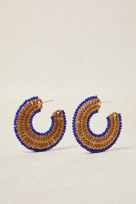 Pendiente mimbre con cristal