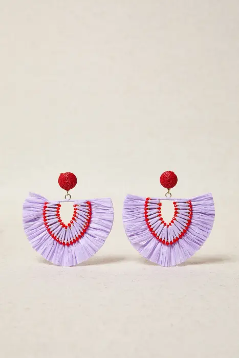 Pendiente abanico rafia