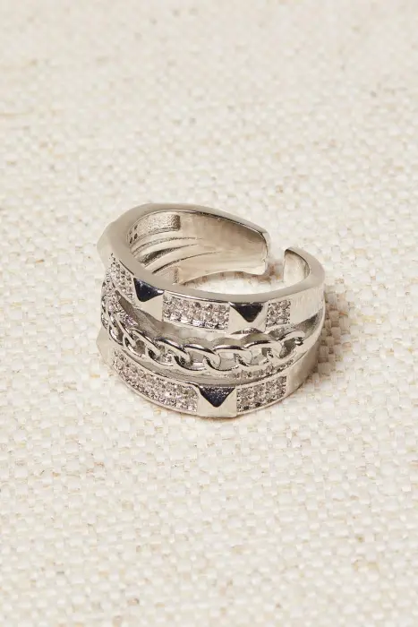 Anillo texturizado cristales