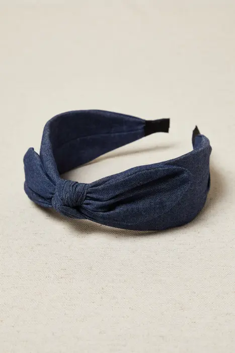 Diadema tejido jean lazo