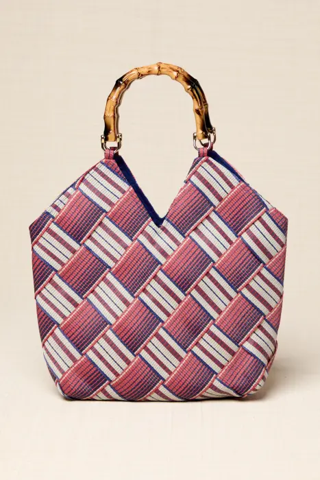 Bolso trenzado con asa bambú