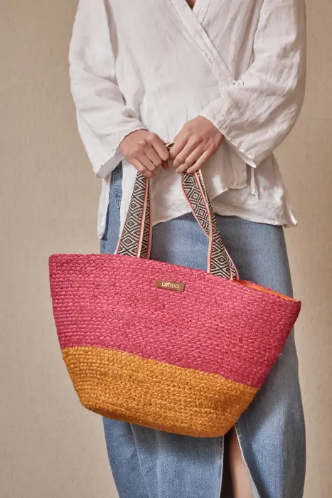 Bolso Capacho Rafia Bicolor