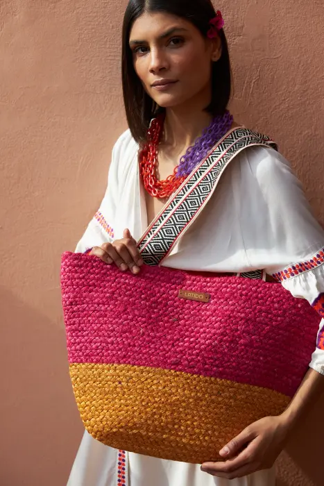 Bolso Capacho Rafia Bicolor