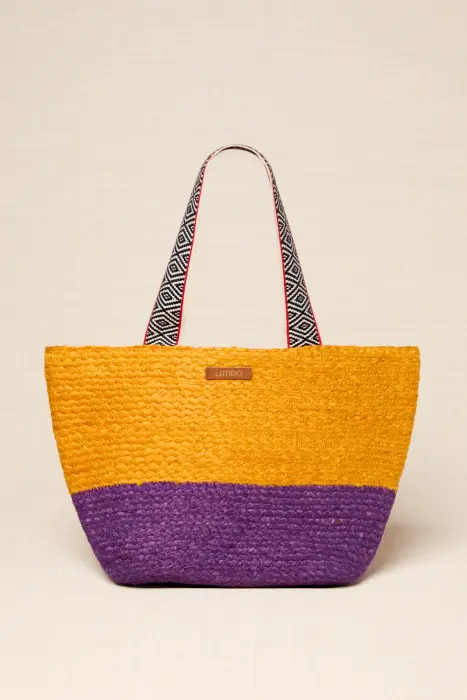 Bolso Capacho Rafia Bicolor