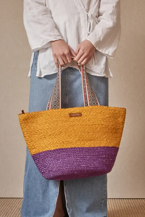 Bolso Capacho Rafia Bicolor