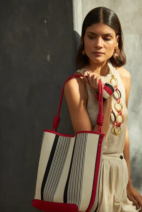 Bolso maxi shopper rayas