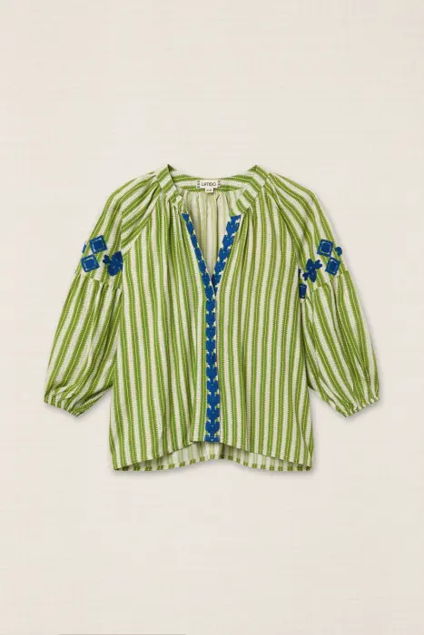 Blusa Rayas Bordada