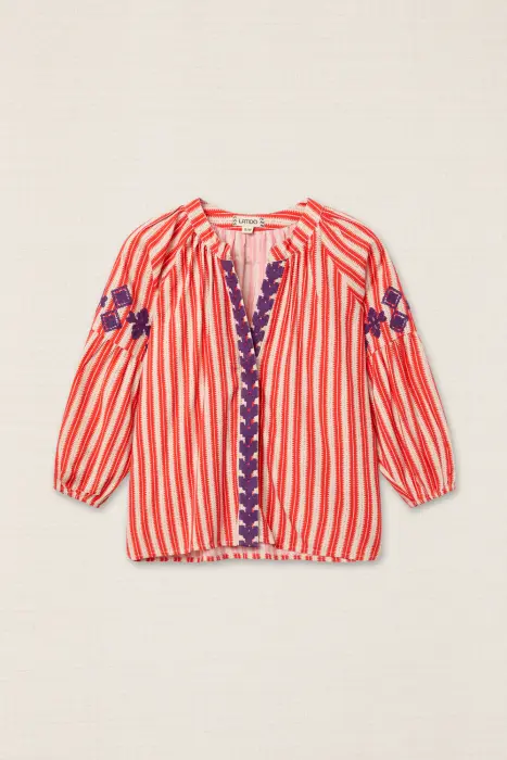 Blusa Rayas Bordada