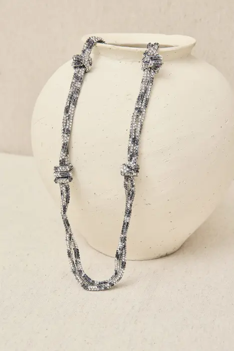 Collar Largo Nudos Brillo