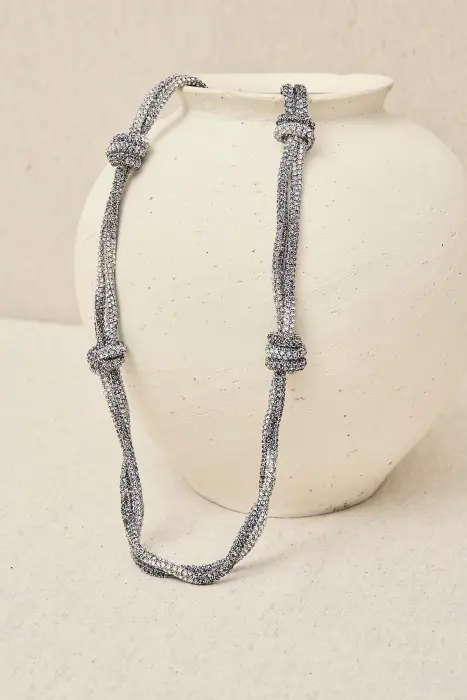 Collar Largo Nudos Brillo